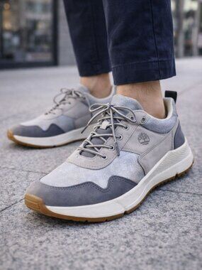 Timberland Sneakers Gray Leather Suede Lace Up Size US 9.5 EU 41 Casual Comfort